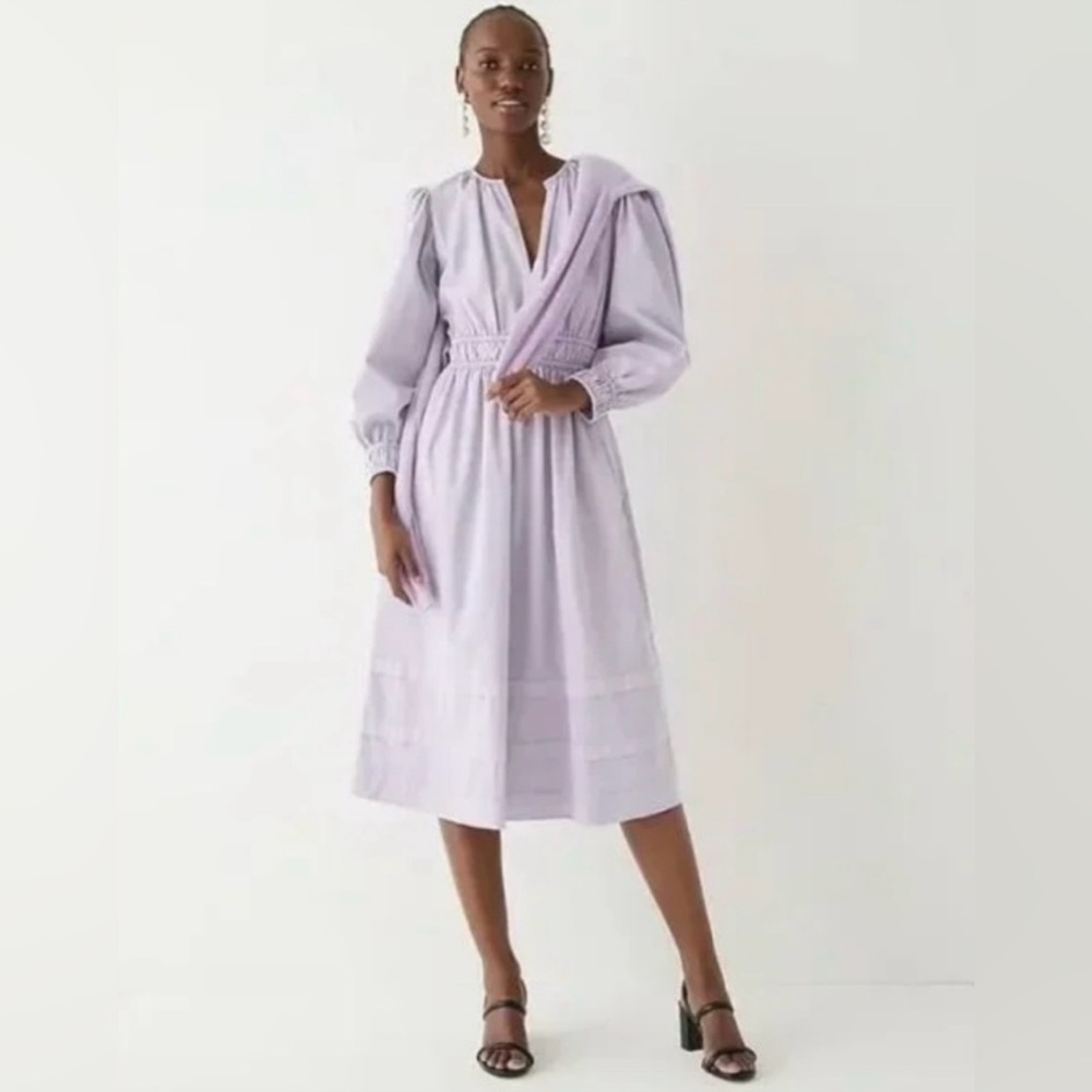 J. Crew Lavender Puff-Sleeve Midi Dress